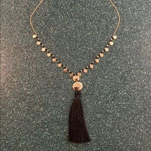 Gorjana Beaded Tassel Necklace Black / Gold